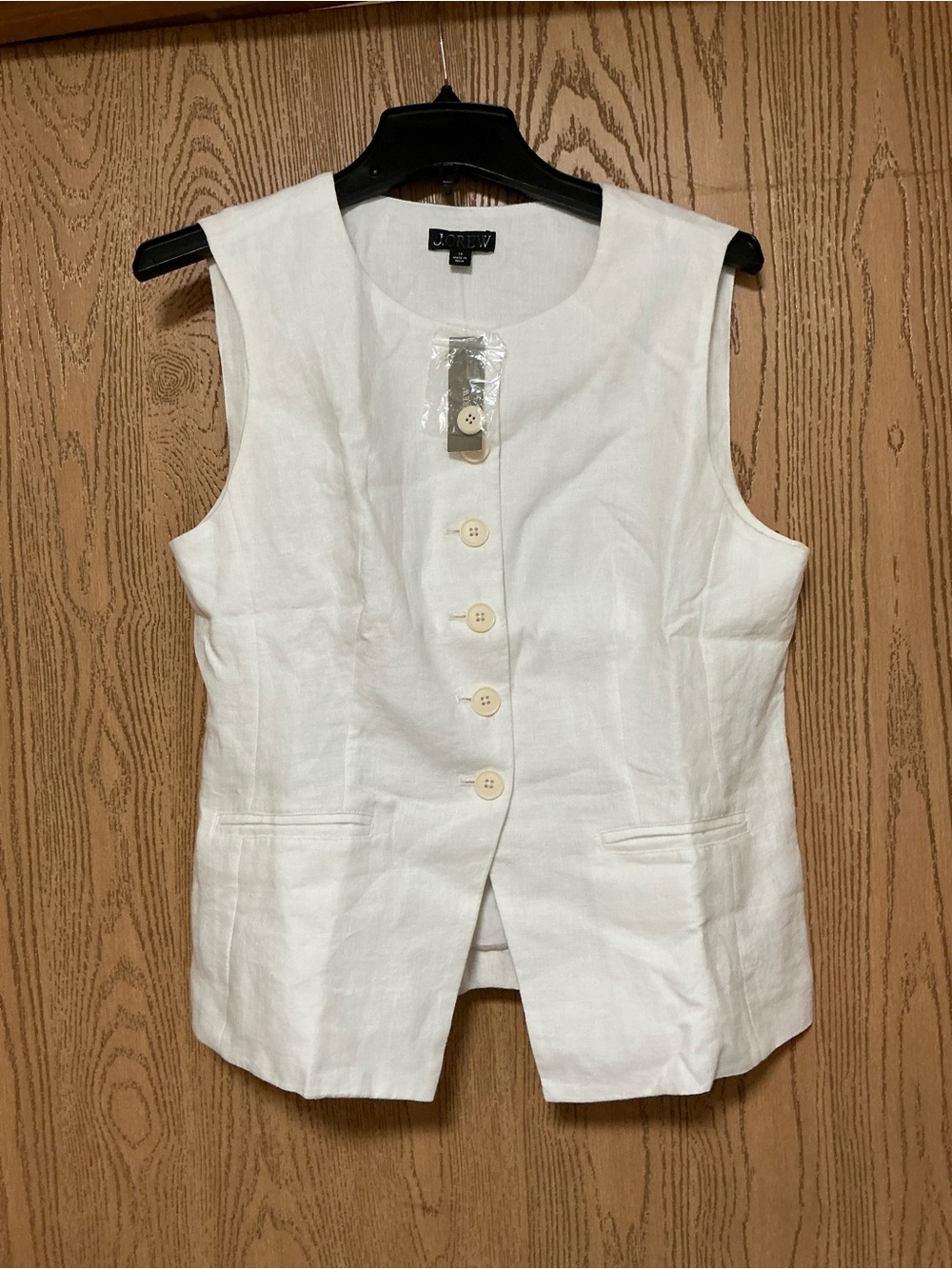 J. Crew White Linen Sleeveless Button Front Top Vest 10
